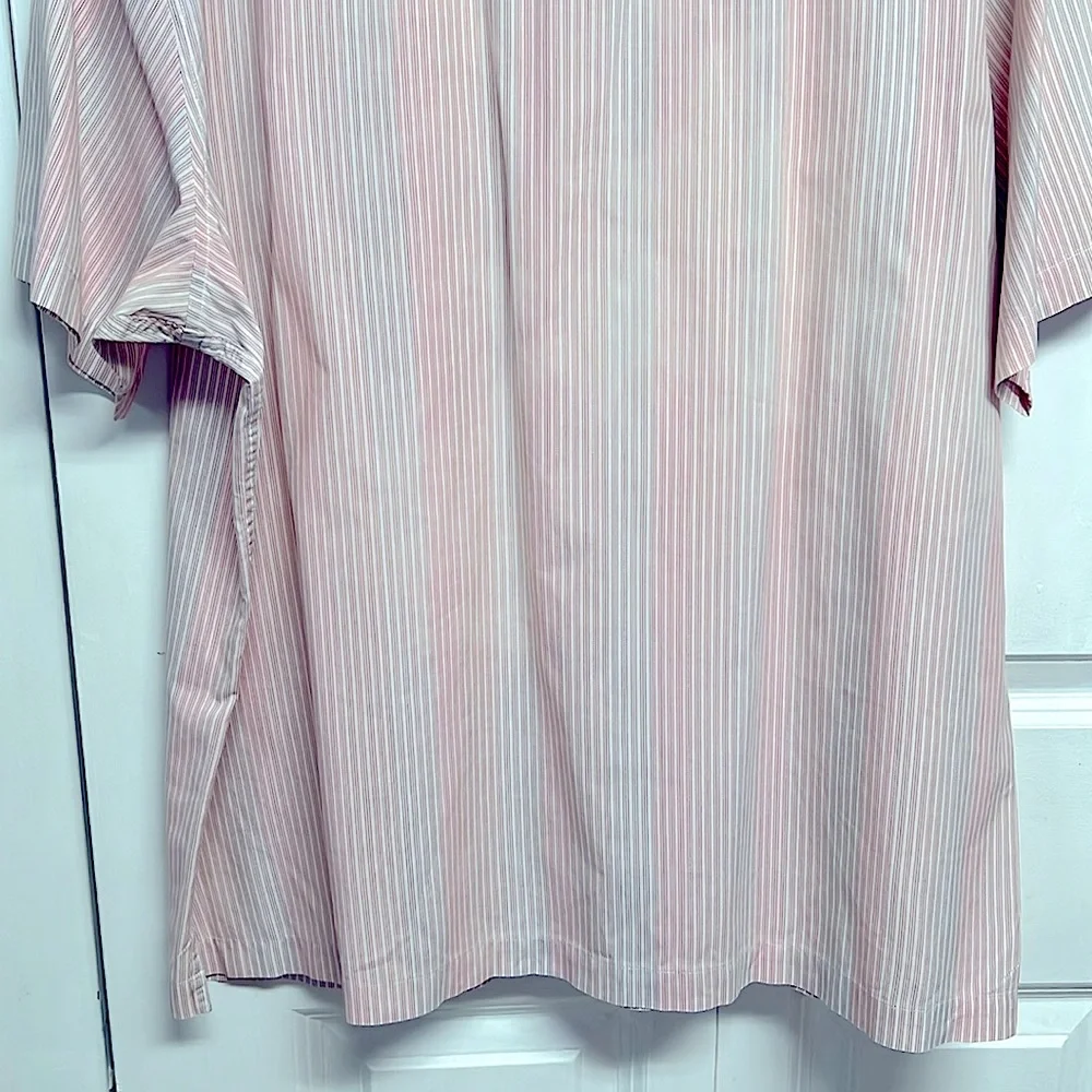 Banana Republic White Pink Purple Pinstriped Pocket Short Sleeve Shirt Size XL